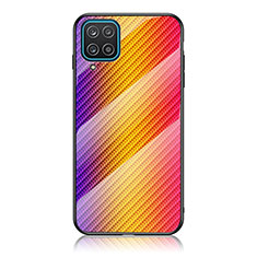Samsung Galaxy F12用ハイブリットバンパーケース プラスチック 鏡面 虹 グラデーション 勾配色 カバー LS2 サムスン オレンジ