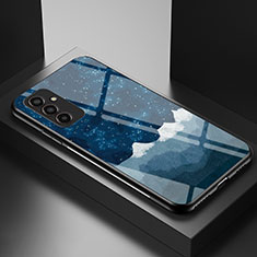 Samsung Galaxy F13 4G用ハイブリットバンパーケース プラスチック パターン 鏡面 カバー LS1 サムスン ネイビー