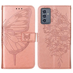 Samsung Galaxy F34 5G用手帳型 レザーケース スタンド バタフライ 蝶 カバー Y01B サムスン ローズゴールド