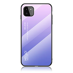 Samsung Galaxy F42 5G用ハイブリットバンパーケース プラスチック 鏡面 虹 グラデーション 勾配色 カバー LS1 サムスン ラベンダー