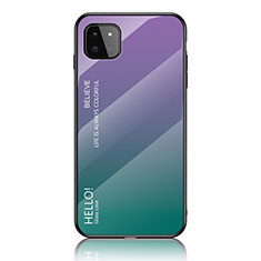 Samsung Galaxy F42 5G用ハイブリットバンパーケース プラスチック 鏡面 虹 グラデーション 勾配色 カバー LS1 サムスン マルチカラー
