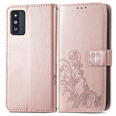 Samsung Galaxy F52 5G用手帳型 レザーケース スタンド 花 カバー サムスン ピンク