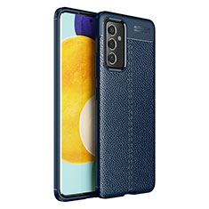 Samsung Galaxy F54 5G用シリコンケース ソフトタッチラバー レザー柄 カバー サムスン ネイビー