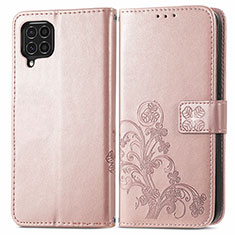 Samsung Galaxy F62 5G用手帳型 レザーケース スタンド 花 カバー サムスン ピンク