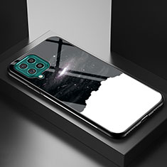 Samsung Galaxy F62 5G用ハイブリットバンパーケース プラスチック パターン 鏡面 カバー LS1 サムスン ブラック