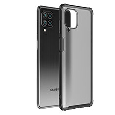 Samsung Galaxy F62 5G用ハイブリットバンパーケース クリア透明 プラスチック カバー サムスン ブラック