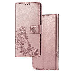 Samsung Galaxy M01 Core用手帳型 レザーケース スタンド 花 カバー サムスン ピンク