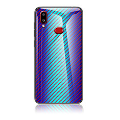 Samsung Galaxy M01s用ハイブリットバンパーケース プラスチック 鏡面 虹 グラデーション 勾配色 カバー LS2 サムスン ネイビー