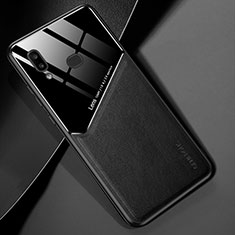 Samsung Galaxy M01s用シリコンケース ソフトタッチラバー レザー柄 アンドマグネット式 サムスン ブラック