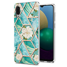 Samsung Galaxy M02用シリコンケース ソフトタッチラバー バタフライ パターン カバー Y02B サムスン グリーン