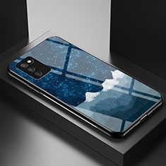 Samsung Galaxy M02s用ハイブリットバンパーケース プラスチック パターン 鏡面 カバー LS1 サムスン ネイビー