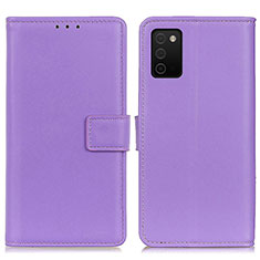 Samsung Galaxy M02s用手帳型 レザーケース スタンド カバー A08D サムスン パープル