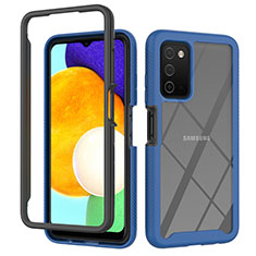 Samsung Galaxy M02s用360度 フルカバー ハイブリットバンパーケース クリア透明 プラスチック カバー ZJ4 サムスン ネイビー