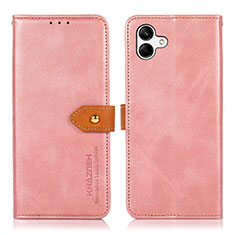 Samsung Galaxy M04用手帳型 レザーケース スタンド カバー N07P サムスン ピンク