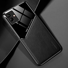 Samsung Galaxy M04用シリコンケース ソフトタッチラバー レザー柄 アンドマグネット式 サムスン ブラック