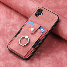 Samsung Galaxy M04用シリコンケース ソフトタッチラバー レザー柄 カバー SD1 サムスン ピンク