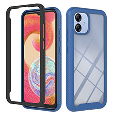 Samsung Galaxy M04用360度 フルカバー ハイブリットバンパーケース クリア透明 プラスチック カバー YB2 サムスン ネイビー