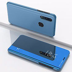 Samsung Galaxy M10S用手帳型 レザーケース スタンド 鏡面 カバー サムスン ネイビー