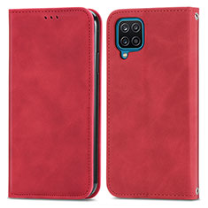 Samsung Galaxy M12用手帳型 レザーケース スタンド カバー S04D サムスン レッド