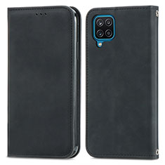 Samsung Galaxy M12用手帳型 レザーケース スタンド カバー S04D サムスン ブラック