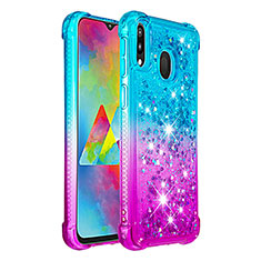 Samsung Galaxy M20用シリコンケース ソフトタッチラバー ブリンブリン カバー S02 サムスン ブルー