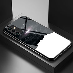 Samsung Galaxy M23 5G用ハイブリットバンパーケース プラスチック パターン 鏡面 カバー LS1 サムスン ブラック