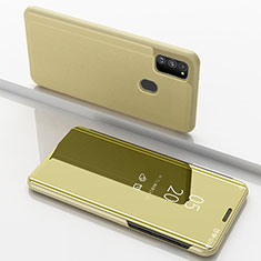 Samsung Galaxy M30s用手帳型 レザーケース スタンド 鏡面 カバー ZL1 サムスン ゴールド