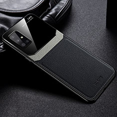 Samsung Galaxy M31s用シリコンケース ソフトタッチラバー レザー柄 カバー FL1 サムスン ブラック