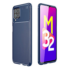 Samsung Galaxy M32 4G用シリコンケース ソフトタッチラバー ツイル カバー サムスン ネイビー