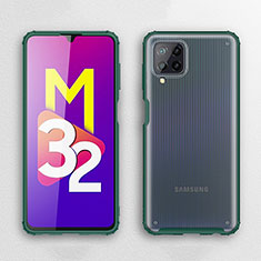 Samsung Galaxy M32 4G用ハイブリットバンパーケース クリア透明 プラスチック カバー WL1 サムスン グリーン