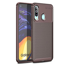 Samsung Galaxy M40用シリコンケース ソフトタッチラバー ツイル カバー WL1 サムスン ブラウン