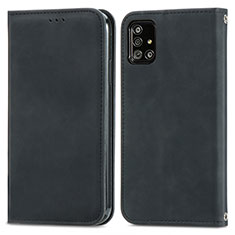 Samsung Galaxy M40S用手帳型 レザーケース スタンド カバー S04D サムスン ブラック