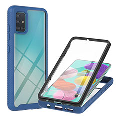 Samsung Galaxy M40S用360度 フルカバー ハイブリットバンパーケース クリア透明 プラスチック カバー YB2 サムスン ネイビー