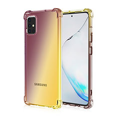 Samsung Galaxy M40S用極薄ソフトケース グラデーション 勾配色 クリア透明 サムスン ブラウン