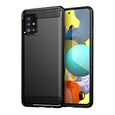 Samsung Galaxy M40S用シリコンケース ソフトタッチラバー ライン カバー サムスン ブラック