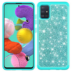 Samsung Galaxy M40S用ハイブリットバンパーケース ブリンブリン カバー 前面と背面 360度 フル JX1 サムスン シアン