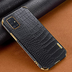 Samsung Galaxy M40S用ケース 高級感 手触り良いレザー柄 サムスン ブラック