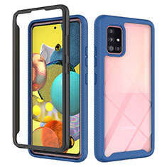 Samsung Galaxy M40S用360度 フルカバー ハイブリットバンパーケース クリア透明 プラスチック カバー ZJ3 サムスン ネイビー