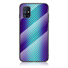 Samsung Galaxy M51用ハイブリットバンパーケース プラスチック 鏡面 虹 グラデーション 勾配色 カバー LS2 サムスン ネイビー
