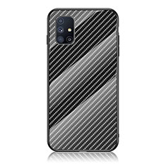 Samsung Galaxy M51用ハイブリットバンパーケース プラスチック 鏡面 虹 グラデーション 勾配色 カバー LS2 サムスン ブラック