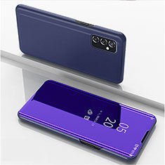 Samsung Galaxy M52 5G用手帳型 レザーケース スタンド 鏡面 カバー ZL1 サムスン パープル
