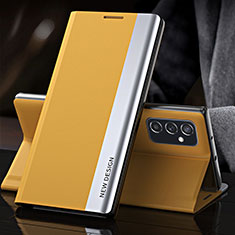 Samsung Galaxy M52 5G用手帳型 レザーケース スタンド カバー Q03H サムスン イエロー