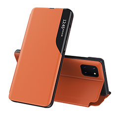 Samsung Galaxy M60s用手帳型 レザーケース スタンド カバー QH1 サムスン オレンジ