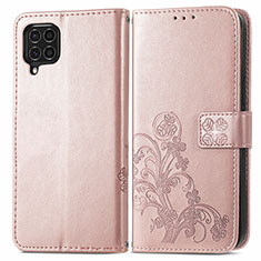 Samsung Galaxy M62 4G用手帳型 レザーケース スタンド 花 カバー サムスン ピンク