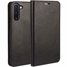 Samsung Galaxy Note 10用手帳型 レザーケース スタンド カバー T02 サムスン ブラック