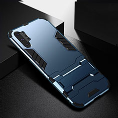 Samsung Galaxy Note 10 Plus用ハイブリットバンパーケース スタンド プラスチック 兼シリコーン カバー R02 サムスン ネイビー