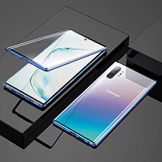 Samsung Galaxy Note 10 Plus用ケース 高級感 手触り良い アルミメタル 製の金属製 360度 フルカバーバンパー 鏡面 カバー M03 サムスン ネイビー