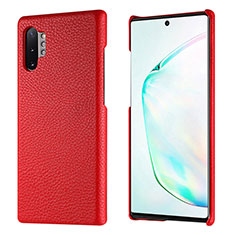 Samsung Galaxy Note 10 Plus用ケース 高級感 手触り良いレザー柄 P01 サムスン レッド