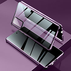 Samsung Galaxy Note 20 5G用ケース 高級感 手触り良い アルミメタル 製の金属製 360度 フルカバーバンパー 鏡面 カバー LK2 サムスン パープル