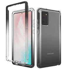 Samsung Galaxy Note 20 5G用前面と背面 360度 フルカバー 極薄ソフトケース シリコンケース 耐衝撃 全面保護 バンパー 勾配色 透明 サムスン ダークグレー